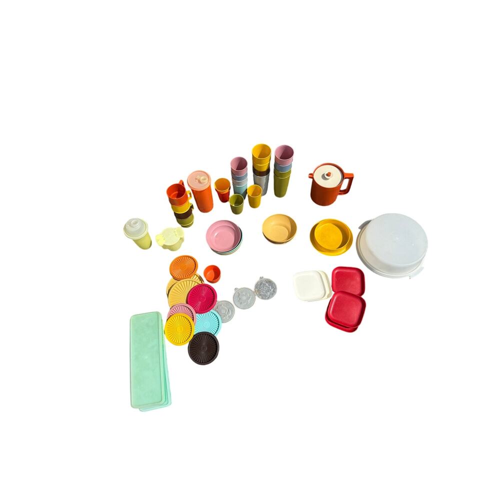 🥤 Vintage Tupperware Lot Cups Bowls Pitchers Plates Lids 60s 70s Retro Kitchen - Picture 5 of 6